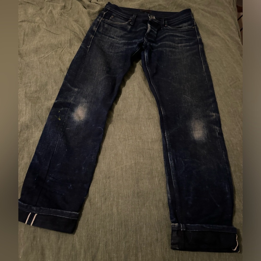 Unbranded 21 oz skinny indigo denim